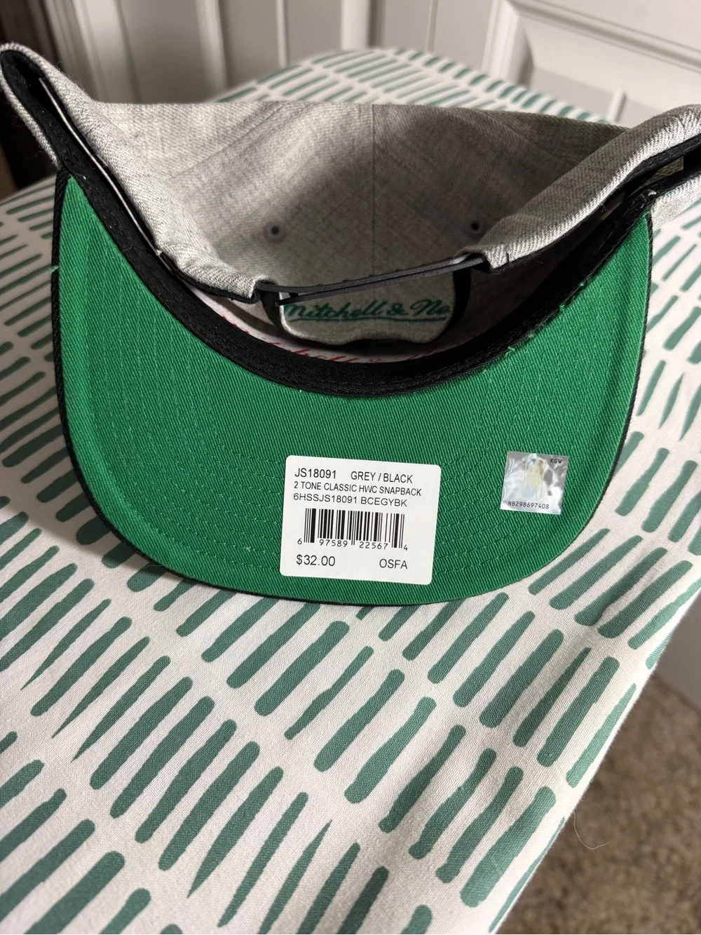 Mitchell & Ness Boston Celtics Gray and Black Snapback Hat
